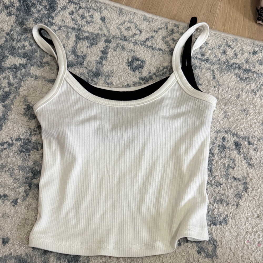 Edikted White and Black Ribbed Crop Top